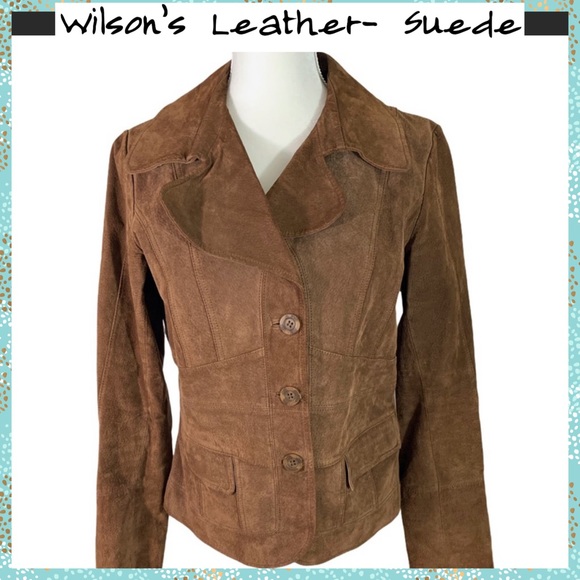 Wilsons Leather Jackets & Blazers - Wilson Suede Leather Brown Tailored Coat Large
